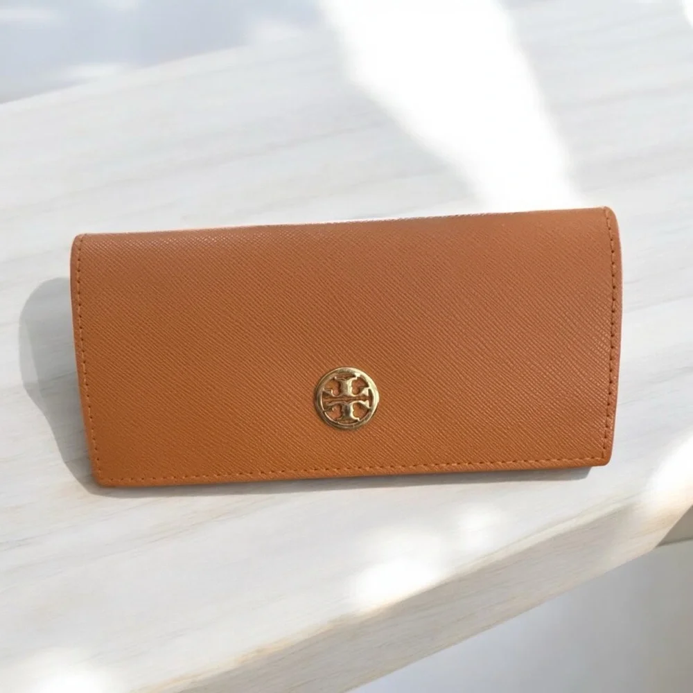 Tory Burch Eyeglass Hard Case with‎ soft drawstring bag Gold logo tag Orange